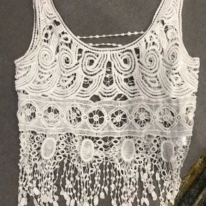 White Bebe crop top (Size S)